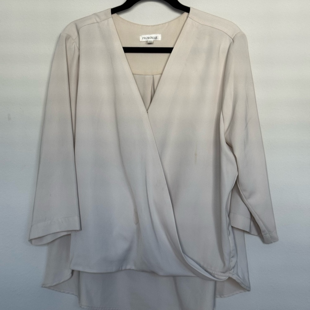 Prologue Cream V-Neck Blouse